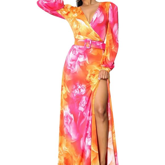 Plus Size Multicolor Floral Print Dress main image 0